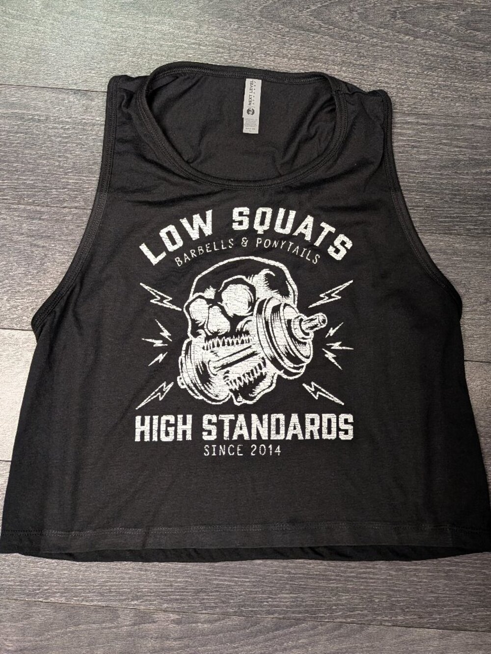 Barbells And Ponytails "Heavy Metal" Crop Tank Top SZ L NEW